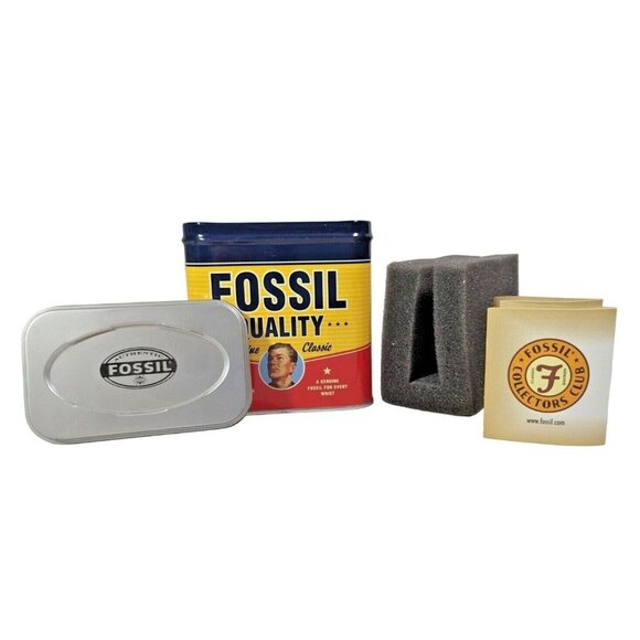 Genuine Fossil Collectible Presentation Display Tin Box Gift Watch Member Card - Picture 1 of 7